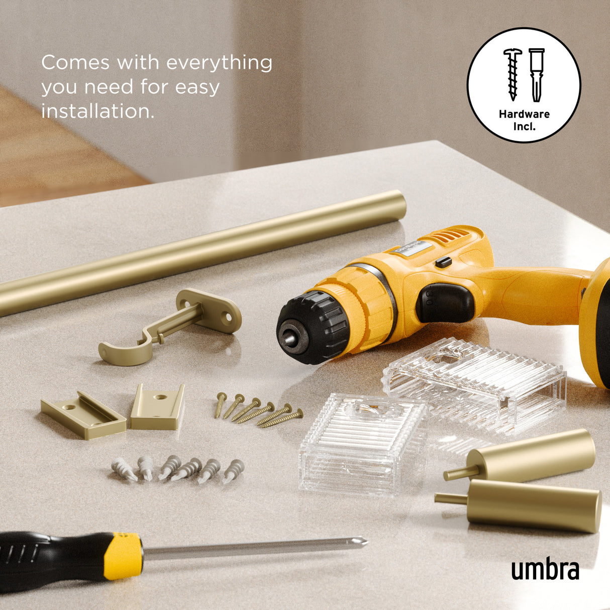 | color: Gold | size: 42-120" (107-305 cm) | diameter: 1" (2.5 cm)