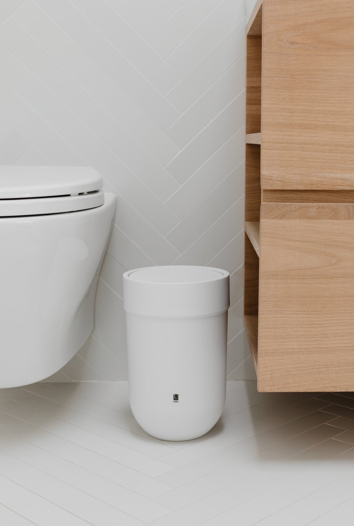 Bathroom Trash Cans | color: White | Hover