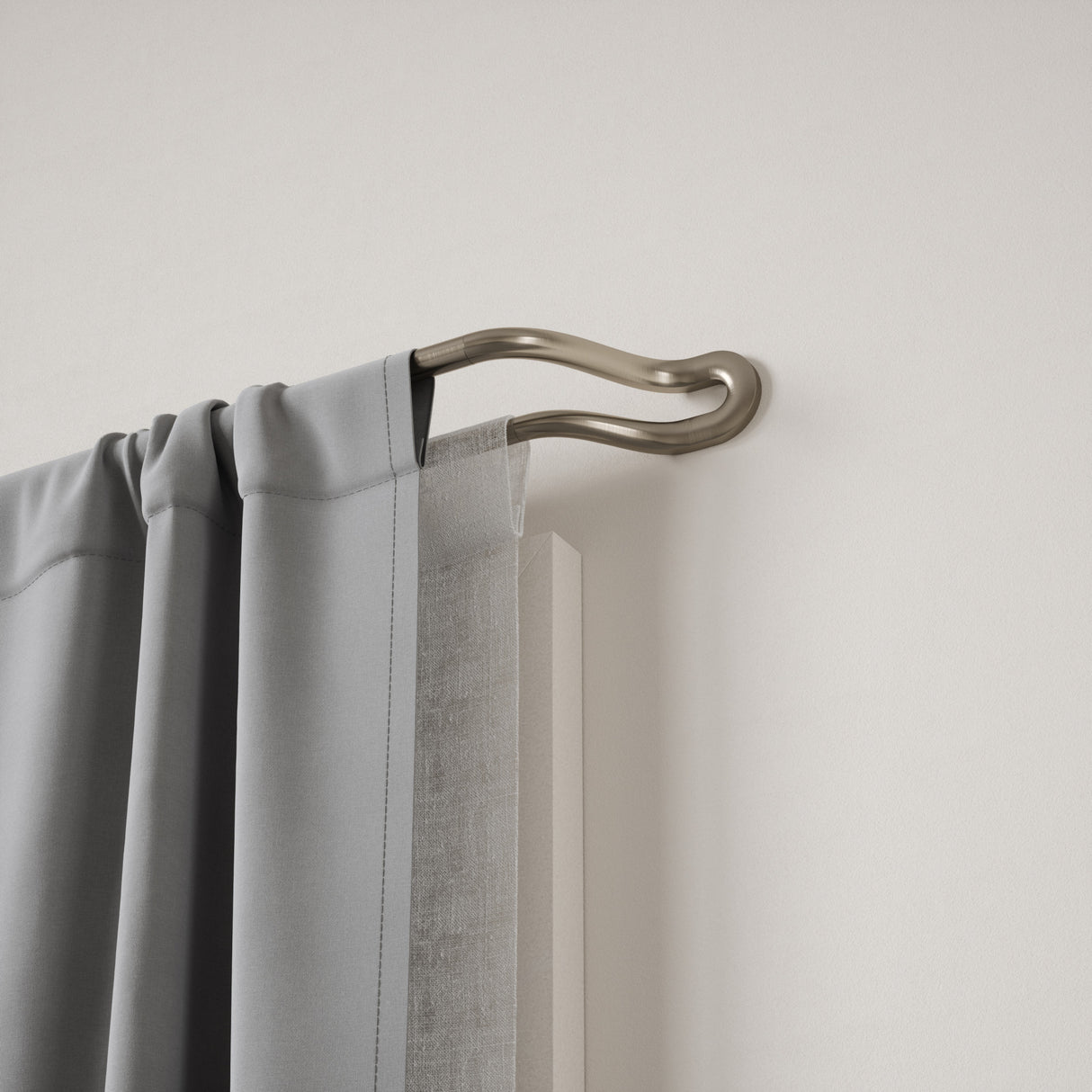 Double Curtain Rods | color: Eco-Friendly Nickel | size: 42-120" (107-305 cm) | diameter: 3/4" (1.9 cm) | Hover