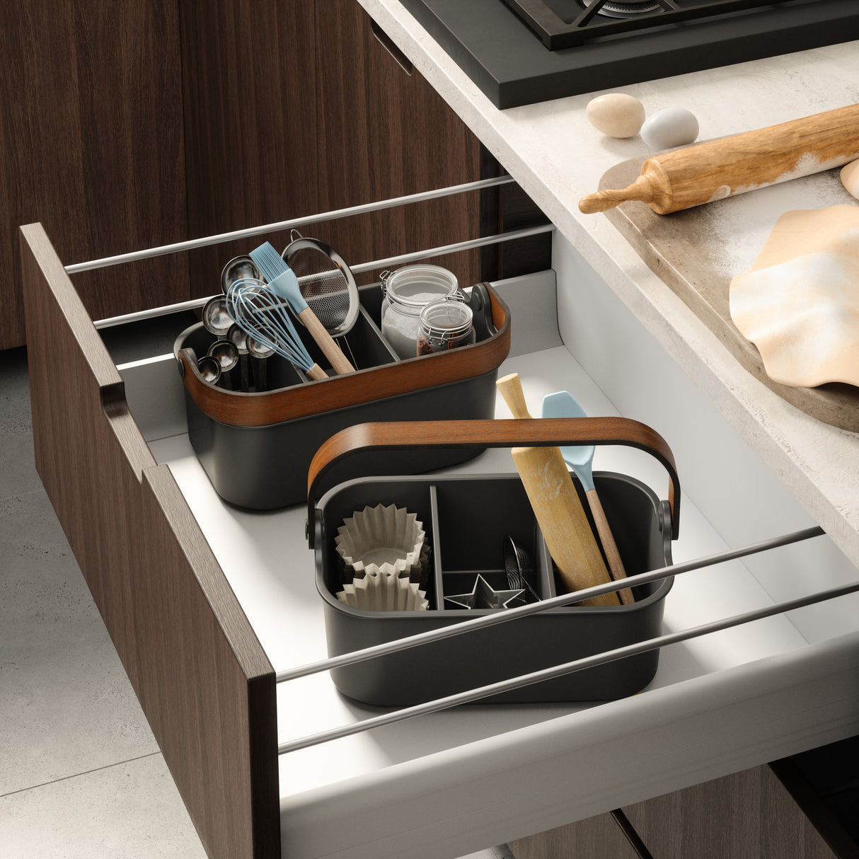 Kitchen Organization | color: Black-Walnut | size: Medium