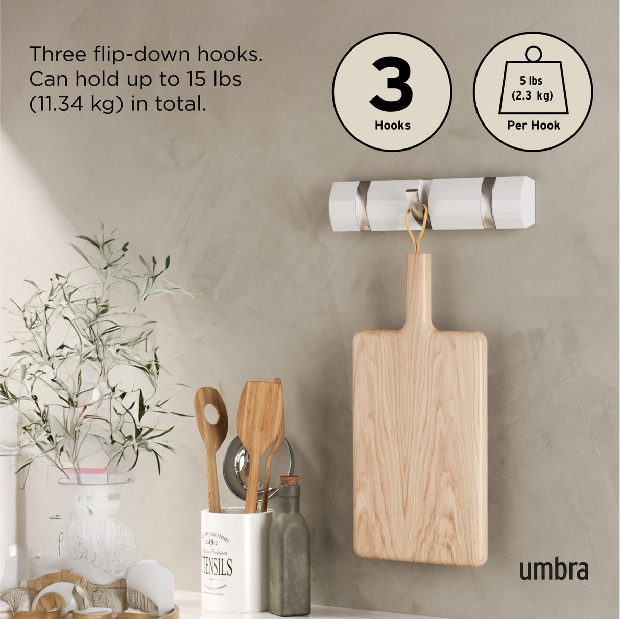 Wall Hooks | color: White-Nickel