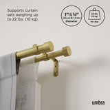 Double Curtain Rods | color: Brass | size: 120-180" (305-457 cm) | diameter: 1" (2.5 cm)