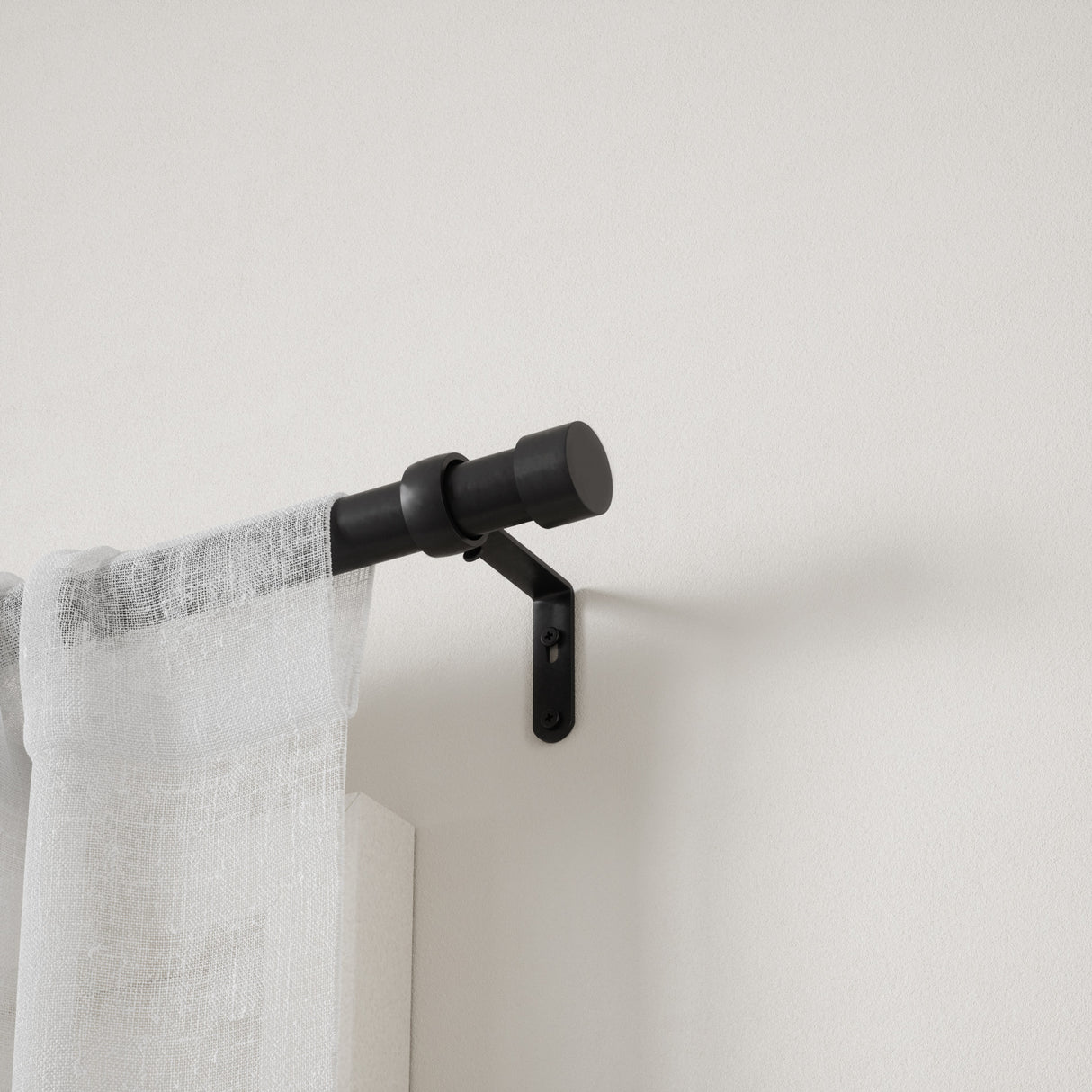 Single Curtain Rods | color: Brushed-Black | size: 36-66" (91-168 cm) | diameter: 1" (2.5 cm) | Hover