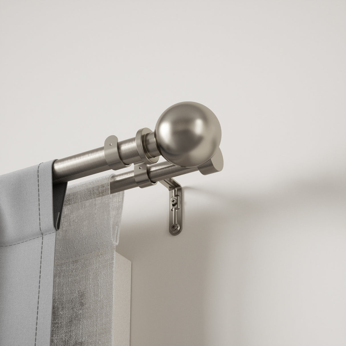 Double Curtain Rods | color: Eco-Friendly Nickel | size: 36-72" (91-183 cm) | diameter: 1" (2.5 cm)