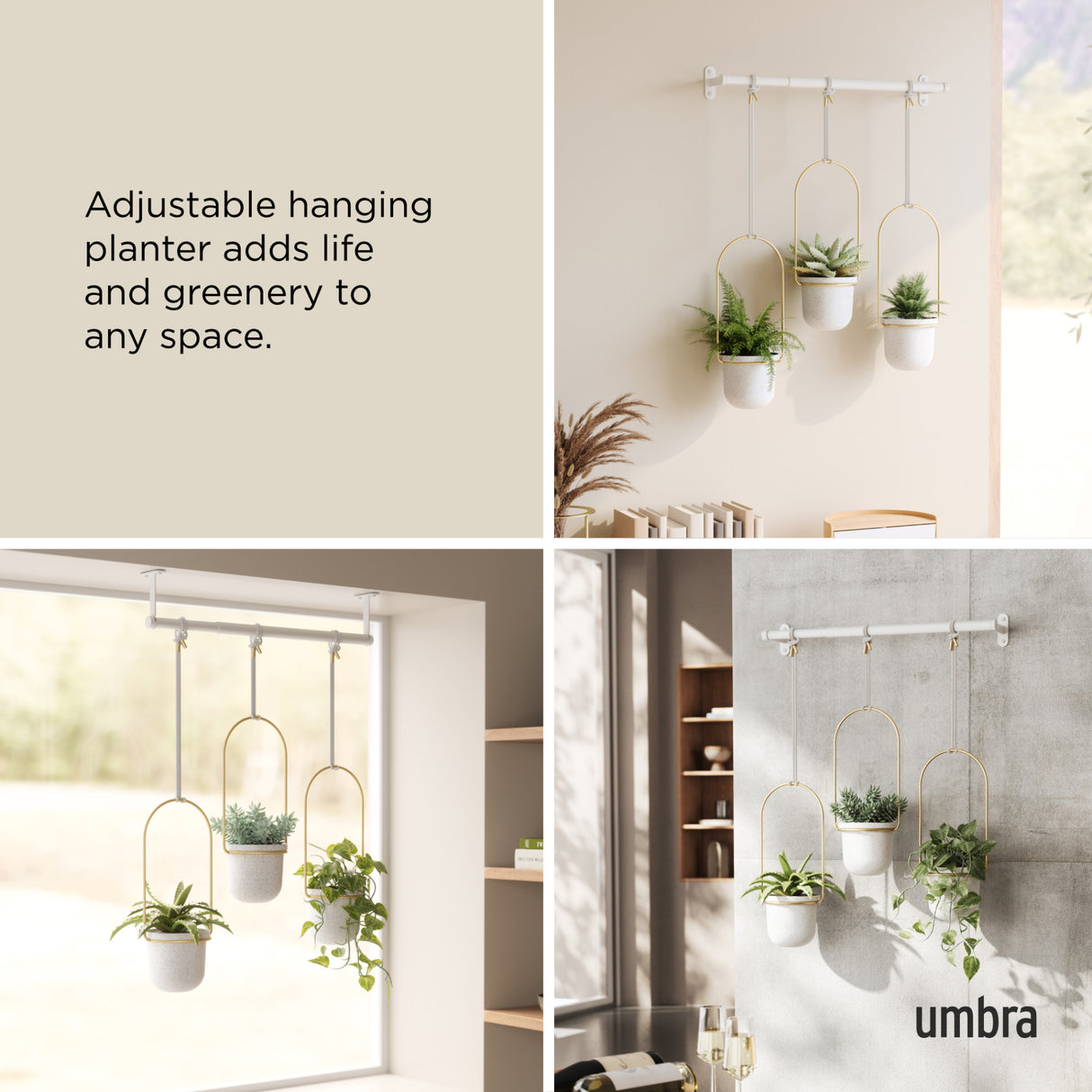 Hanging Planters | color: White-Brass