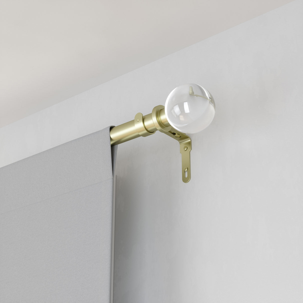 Single Curtain Rods | color: Brass | size: 36-72" (91-183 cm) | diameter: 1" (2.5 cm)