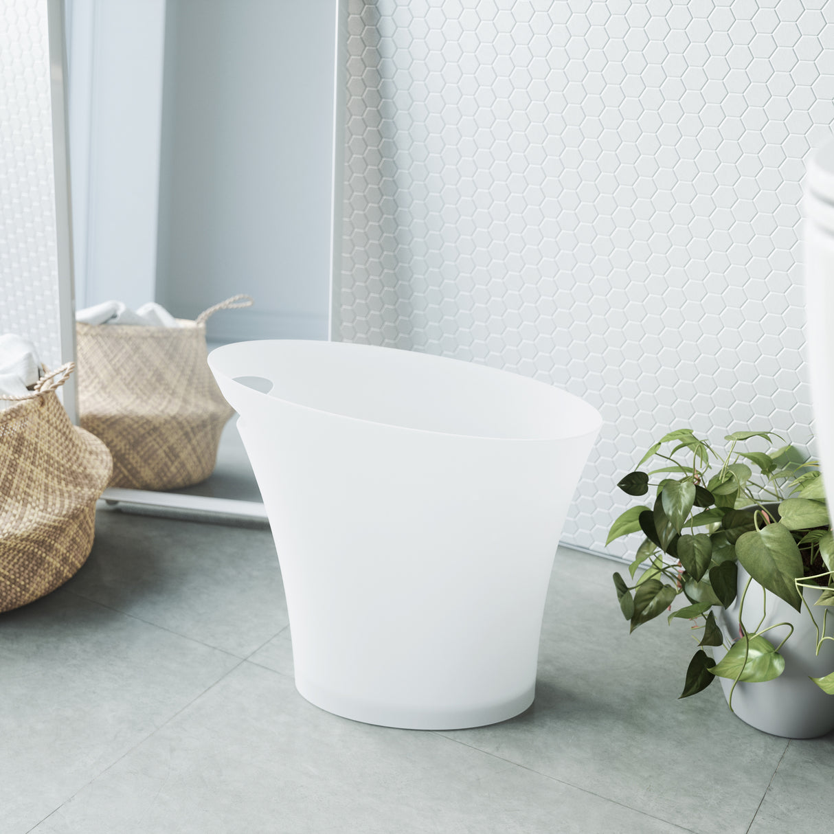 Bathroom Trash Cans | color: Metallic-White | Hover