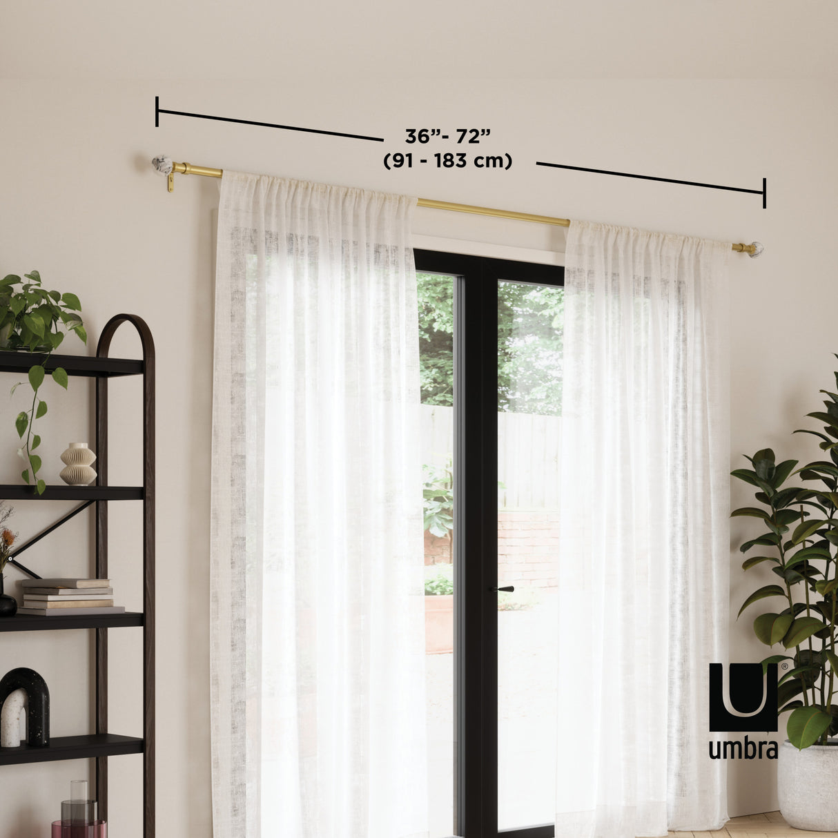 Single Curtain Rods | color: Eco-Friendly Gold | size: 36-72" (91-183 cm) | diameter: 1" (2.5 cm)