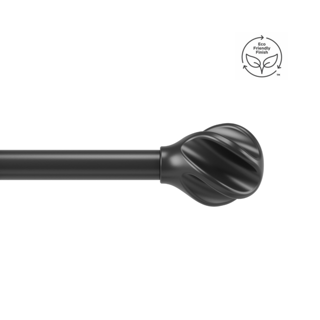 Single Curtain Rods | color: Eco-Friendly Matte-Black | size: 42-120" (107-305 cm) | diameter: 1" (2.5 cm)