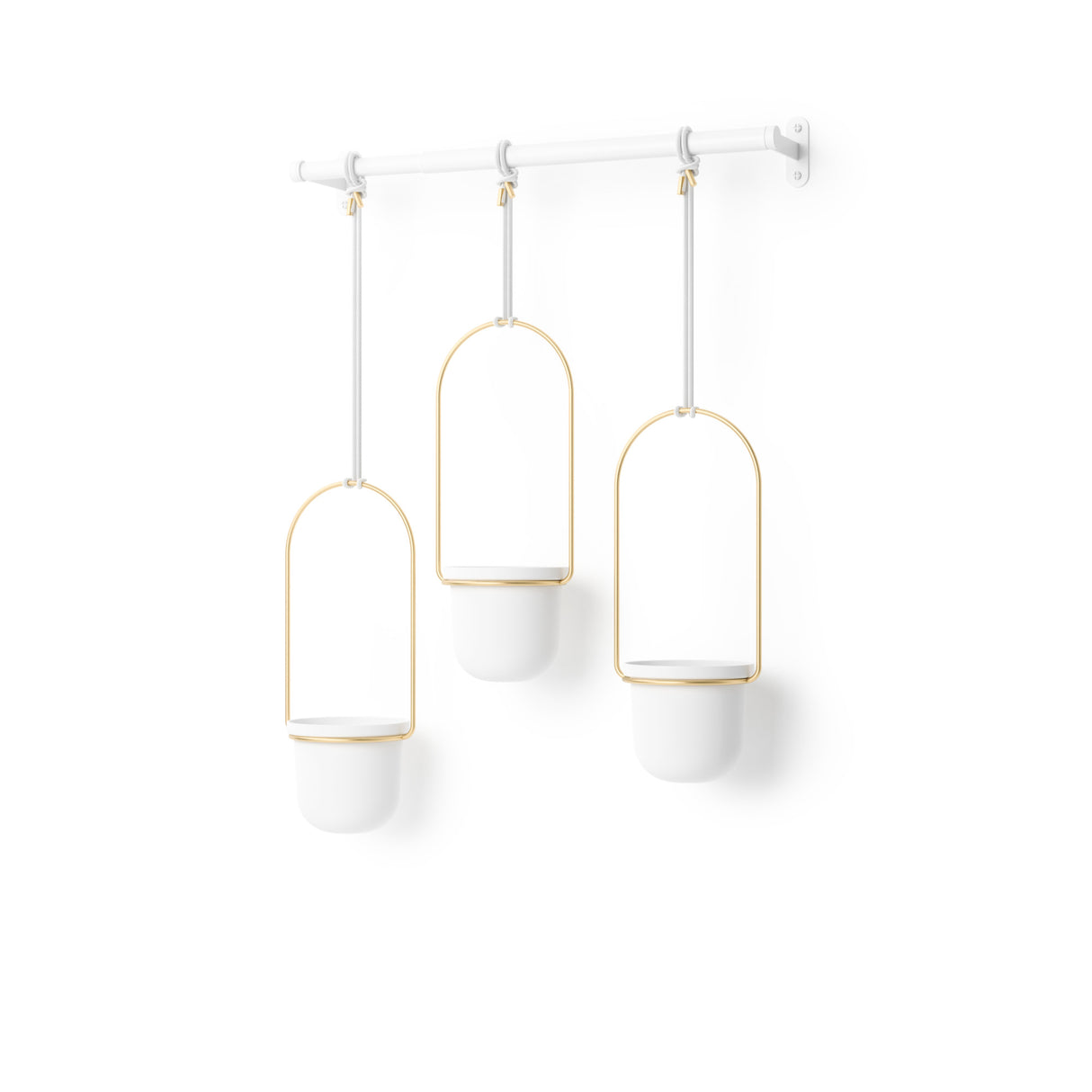 Hanging Planters | color: White-Brass