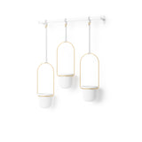 Hanging Planters | color: White-Brass