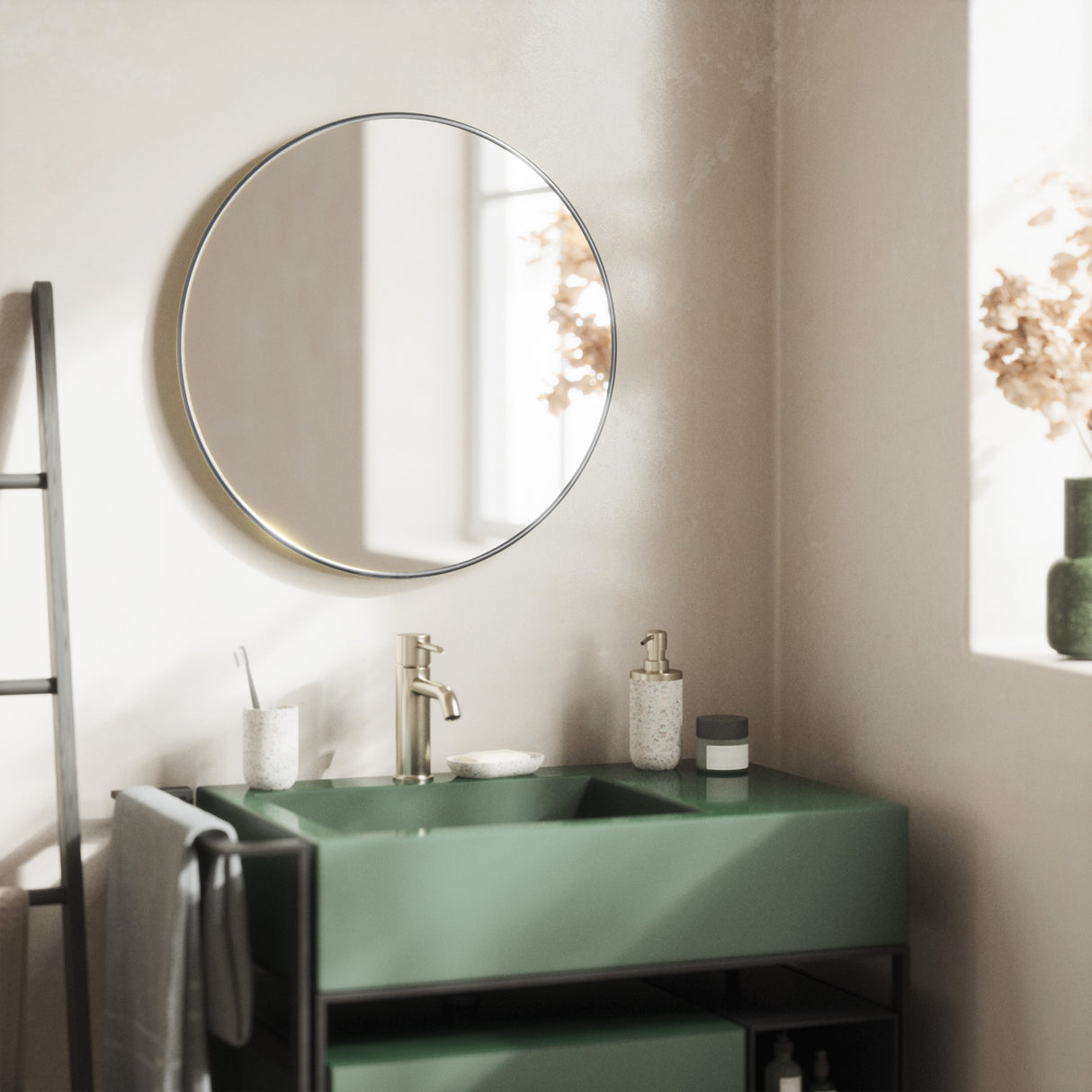 Wall Mirrors | color: Metallic-Titanium | size: 24" (61 cm)