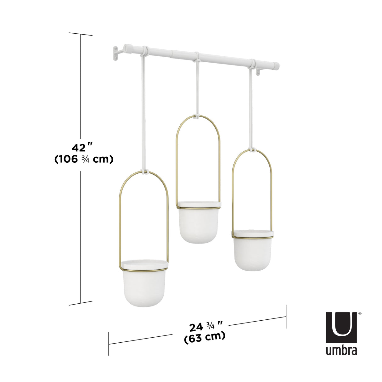 Hanging Planters | color: White-Brass