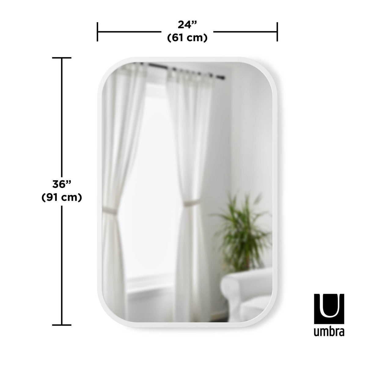 Wall Mirrors | color: White | size: 24x36" (61x91 cm)